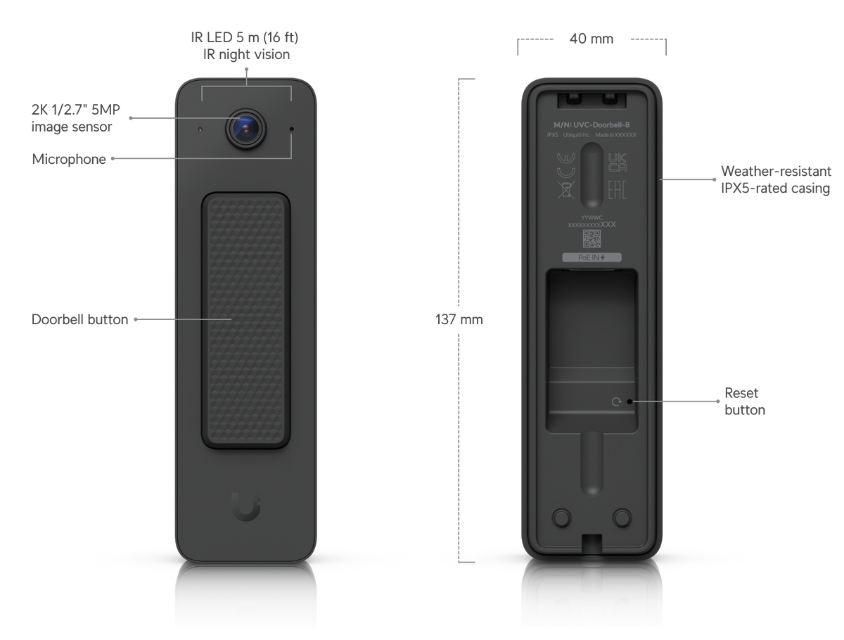 Ubiquiti UVC-Doorbell-Lite Video Doorbell PoE 5MP