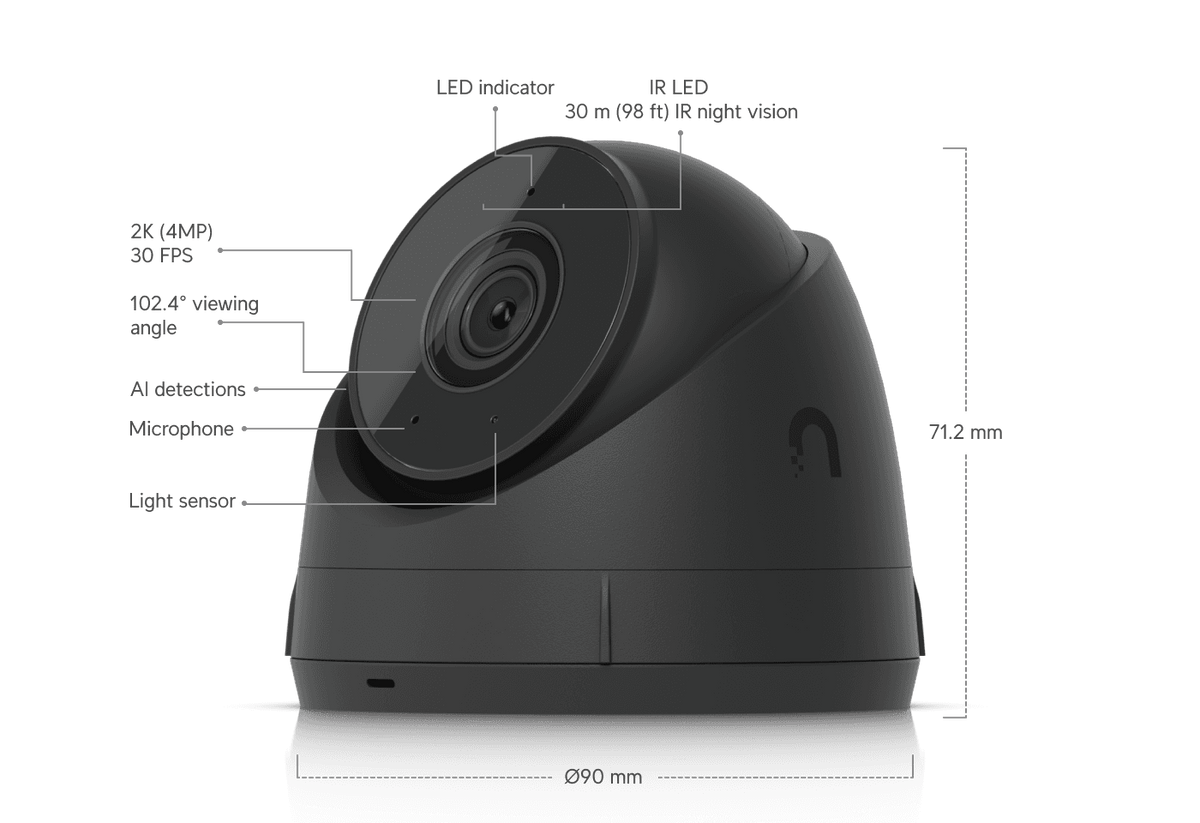 Ubiquiti UniFi Camera G5 Turret Ultra UVC-G5-Turret-Ultra 2K PoE Security Camera